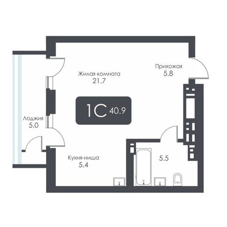 Вариант №17260, 1-комнатная квартира в жилом комплексе City Towers