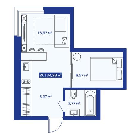 Вариант №7546, 2-комнатная квартира в жилом комплексе 