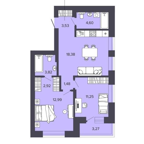 Вариант №8193, 3-комнатная квартира в жилом комплексе Прованс