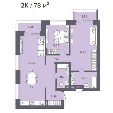 Вариант №8869, 2-комнатная квартира в жилом комплексе Прованс