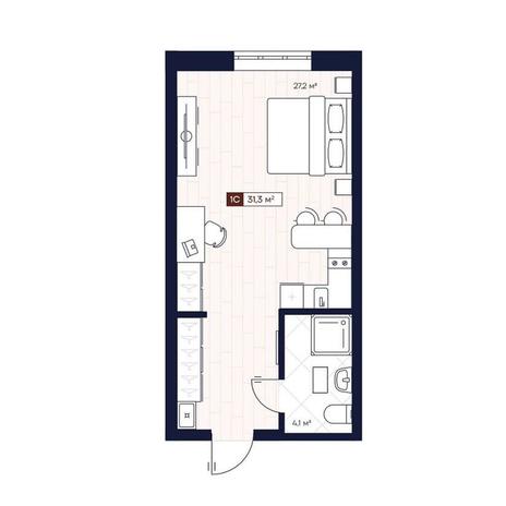 Вариант №13872, 1-комнатная квартира в жилом комплексе IQ aparts