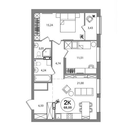 Вариант №6973, 3-комнатная квартира в жилом комплексе Парково