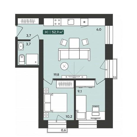 Вариант №10229, 3-комнатная квартира в жилом комплексе 