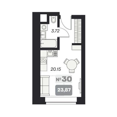 Вариант №15001, 1-комнатная квартира в жилом комплексе 19|56 Кварталы Телецентра