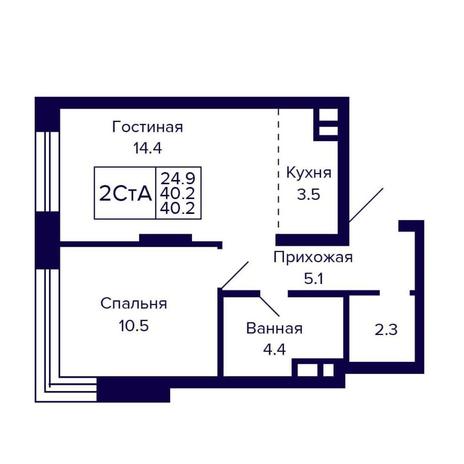 Вариант №16121, 2-комнатная квартира в жилом комплексе Citatum