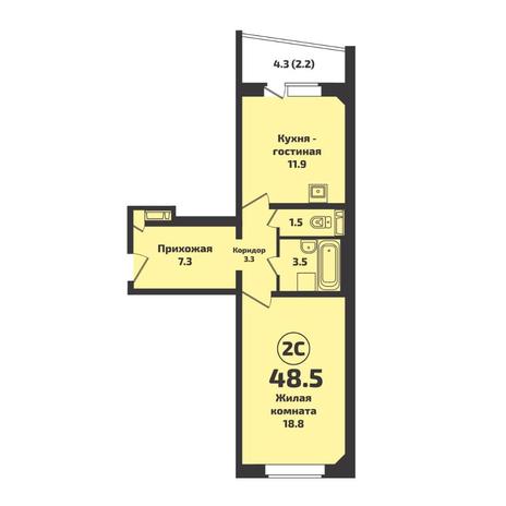 Вариант №7617, 2-комнатная квартира в жилом комплексе Приозерный