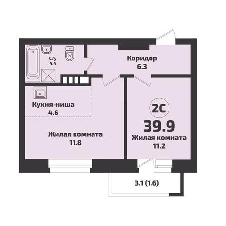 Вариант №8797, 2-комнатная квартира в жилом комплексе Приозерный