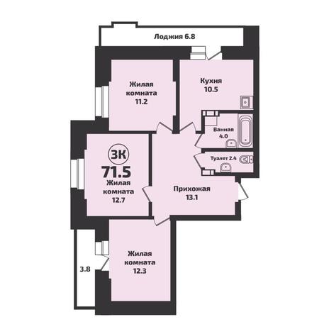 Вариант №7879, 3-комнатная квартира в жилом комплексе Инфинити