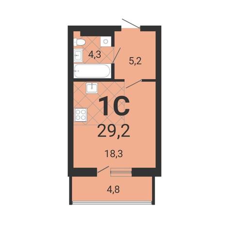 Вариант №13332, 1-комнатная квартира в жилом комплексе Тетрис