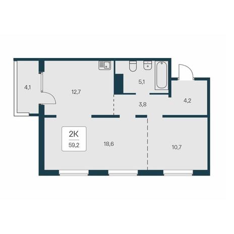 Вариант №14563, 2-комнатная квартира в жилом комплексе Акация на Кедровой