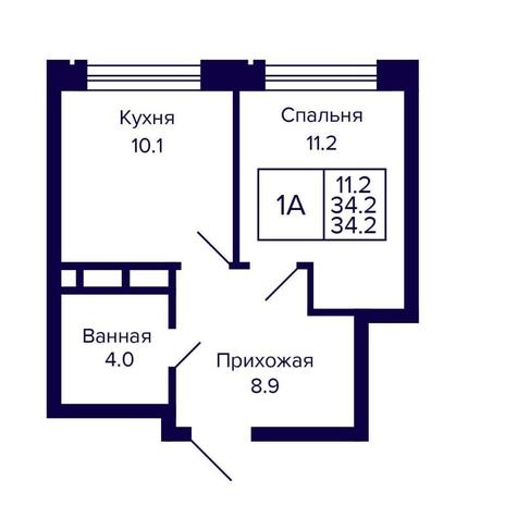 Вариант №16171, 1-комнатная квартира в жилом комплексе Квартал на Игарской