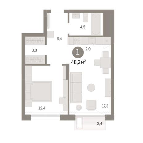 Вариант №8150, 2-комнатная квартира в жилом комплексе Я - Маяковский