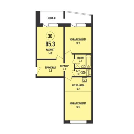 Вариант №17612, 2-комнатная квартира в жилом комплексе Willart (Виларт)