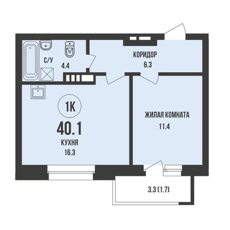 Вариант №17343, 1-комнатная квартира в жилом комплексе Династия