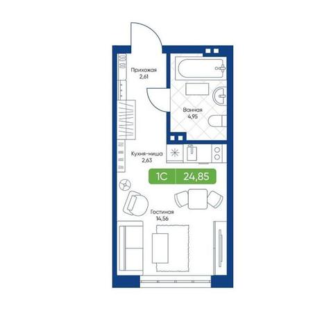 Вариант №13060, 1-комнатная квартира в жилом комплексе Биография