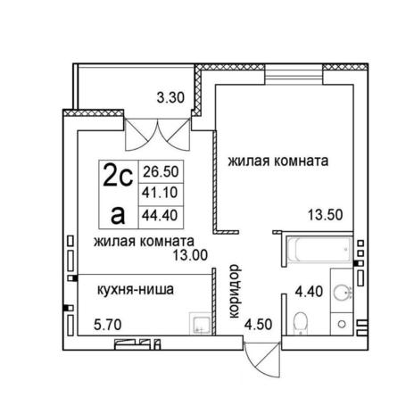 Вариант №12863, 2-комнатная квартира в жилом комплексе 