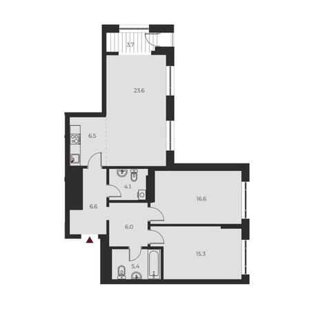 Вариант №14159, 3-комнатная квартира в жилом комплексе 
