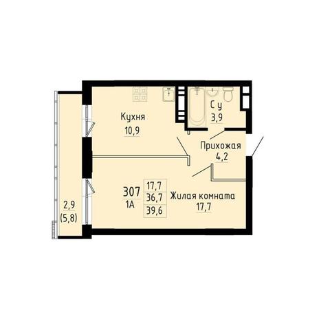 Вариант №13278, 1-комнатная квартира в жилом комплексе Расцветай на Гоголя