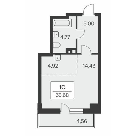 Вариант №8563, 1-комнатная квартира в жилом комплексе 