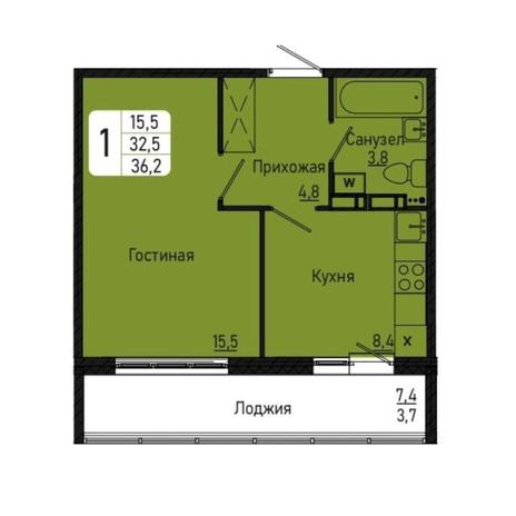 Вариант №8469, 1-комнатная квартира в жилом комплексе 