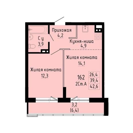 Вариант №13273, 2-комнатная квартира в жилом комплексе Promenade