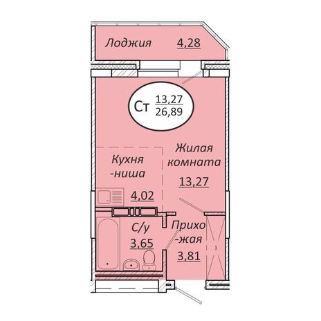 Вариант №13572, 1-комнатная квартира в жилом комплексе Пролетарский