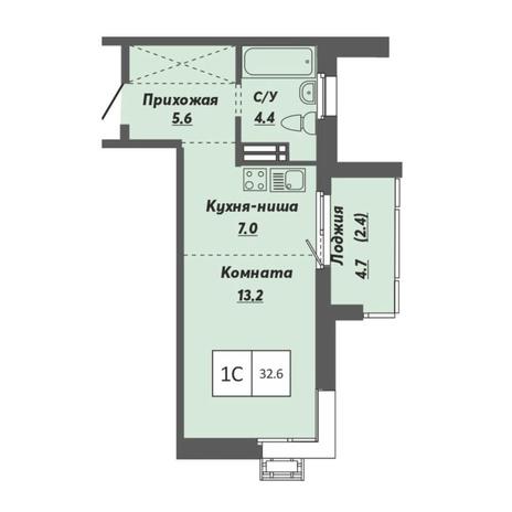 Вариант №7913, 1-комнатная квартира в жилом комплексе 