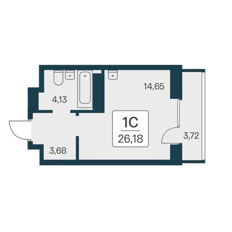 Вариант №17742, 1-комнатная квартира в жилом комплексе Квартал на Игарской