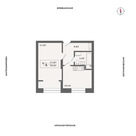 Вариант №14616, 1-комнатная квартира в жилом комплексе Первый на Есенина