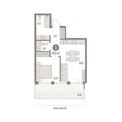 Вариант №11189, 1-комнатная квартира в жилом комплексе Европейский Берег