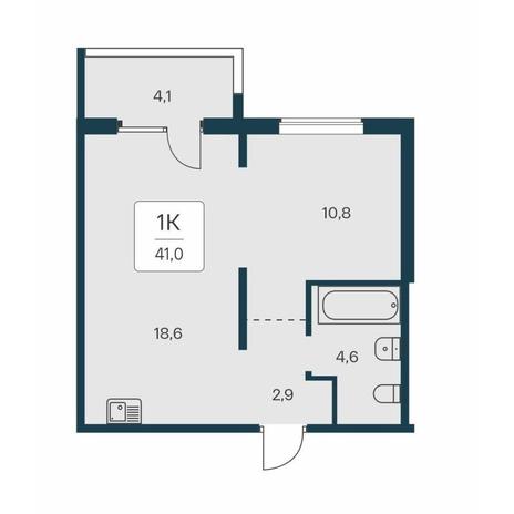 Вариант №14549, 1-комнатная квартира в жилом комплексе Основа
