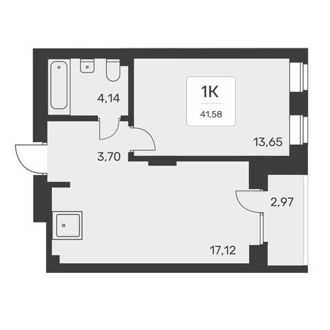 Вариант №8044, 2-комнатная квартира в жилом комплексе 