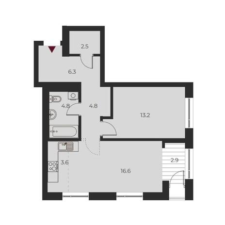 Вариант №14115, 2-комнатная квартира в жилом комплексе Рубин