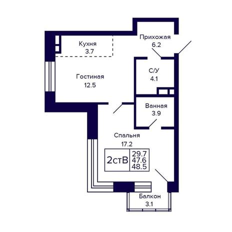 Вариант №16093, 2-комнатная квартира в жилом комплексе Citatum