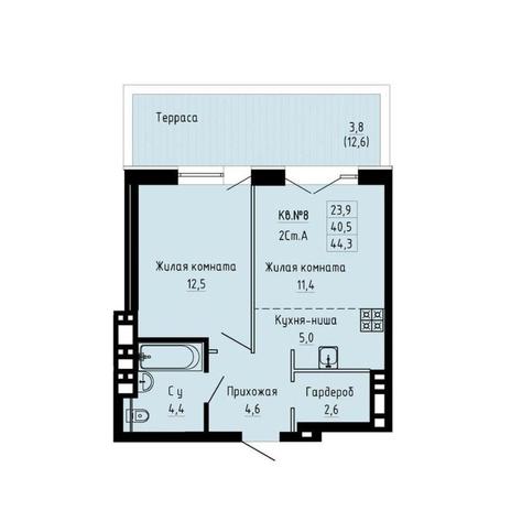 Вариант №12283, 2-комнатная квартира в жилом комплексе 