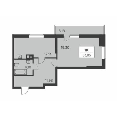 Вариант №8569, 1-комнатная квартира в жилом комплексе 
