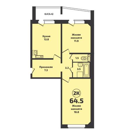 Вариант №7110, 2-комнатная квартира в жилом комплексе Приозерный