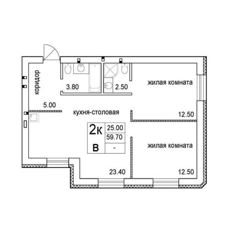 Вариант №12892, 3-комнатная квартира в жилом комплексе Новаторы
