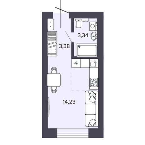 Вариант №8177, 1-комнатная квартира в жилом комплексе 