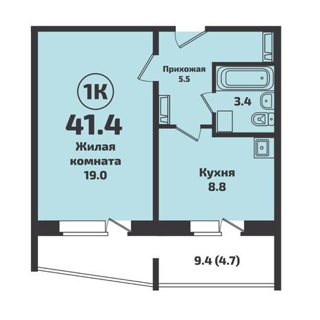 Вариант №7621, 1-комнатная квартира в жилом комплексе Приозерный