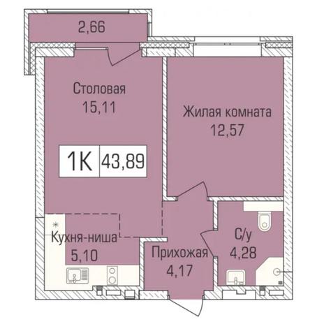 Вариант №7357, 2-комнатная квартира в жилом комплексе Дивногорский