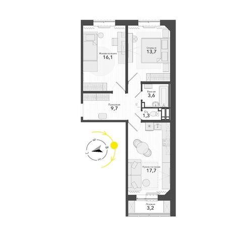 Вариант №14791, 3-комнатная квартира в жилом комплексе Баланс (Balance)