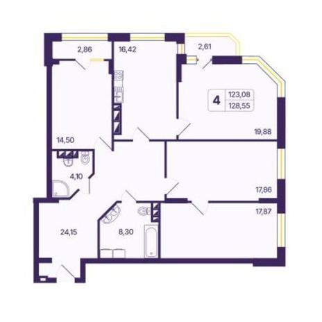 Вариант №15654, 4-комнатная квартира в жилом комплексе Европейский Берег