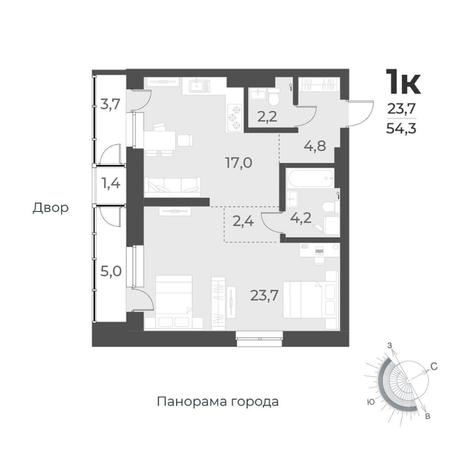 Вариант №8445, 2-комнатная квартира в жилом комплексе 
