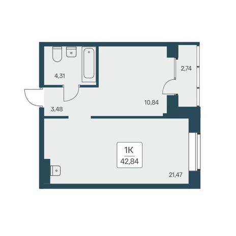 Вариант №12824, 1-комнатная квартира в жилом комплексе Расцветай на Авиастроителей