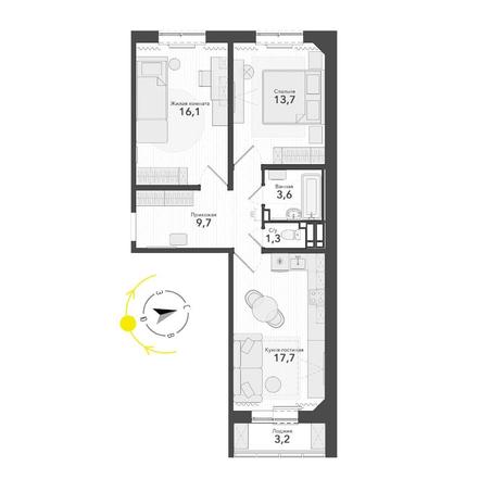 Вариант №14774, 3-комнатная квартира в жилом комплексе Фора
