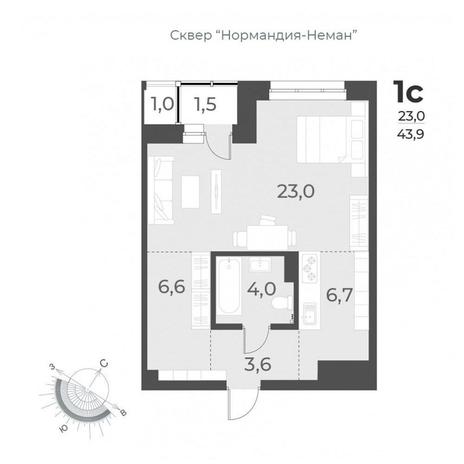 Вариант №9355, 1-комнатная квартира в жилом комплексе Инфинити