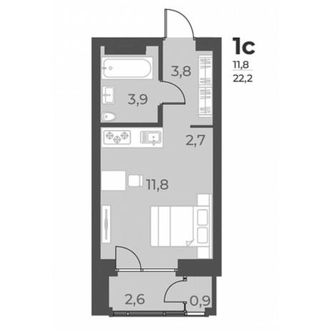 Вариант №5803, 1-комнатная квартира в жилом комплексе 