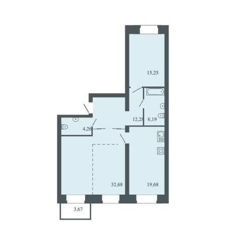 Вариант №6161, 3-комнатная квартира в жилом комплексе Спектр