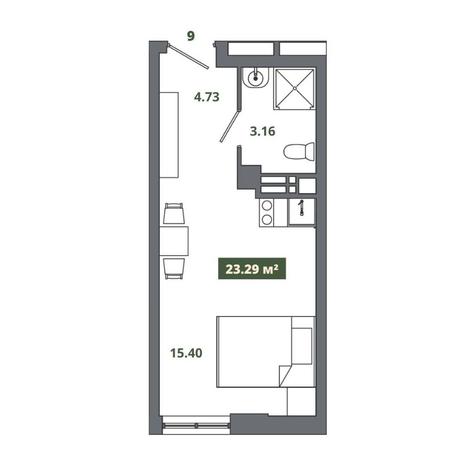 Вариант №12506, 1-комнатная квартира в жилом комплексе 